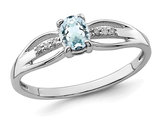 1/3 Carat (ctw) Natural Aquamarine Ring in Sterling Silver