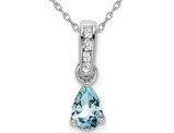 1/2 Carat (ctw) Aquamarine Drop Pendant Necklace in 10K White Gold with Chain