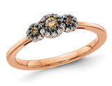 1/4 Carat (ctw) Three-Stone Champagne Diamond Promise Ring 14K Rose Pink Gold