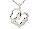 Sterling Silver Polished Mother and Baby Pendant Necklace with Chain