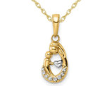 14K Yellow Gold Mother and Baby Teardrop Pendant Necklace with Chain