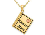 14K Yellow Gold Mom Book Charm Pendant Necklace in 14K with Chain