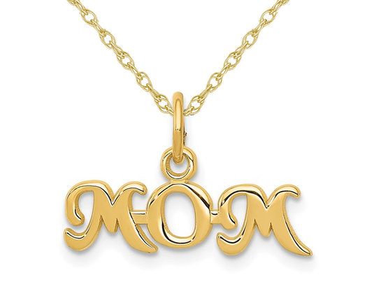 MOM Pendant Necklace in 14K Yellow Gold with Chain