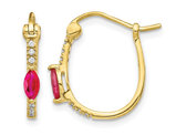 10K Yellow Gold 2/5 Carat (ctw) Ruby Hoop Earrings with Diamonds