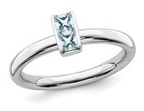 1/2 Carat (ctw) Princess-Cut Aquamarine Ring in Sterling Silver
