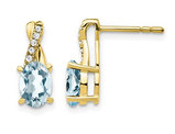 14K Yellow Gold Aquamarine Drop Earrings 1.50 Carat (ctw) with Accent Diamonds
