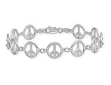 14K White Gold Peace Sign Bracelet (7.50 Inches)