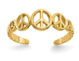 14K Yellow Gold Peace Sign Toe Ring