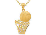 14K Yellow Gold Basketball & Hoop Pendant Necklace with Chain