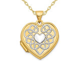 14K Yellow Gold Heart Locket Pendant Necklace with Chain