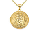 14K Yellow Gold Round Locket Pendant Necklace with Chain