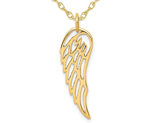 Yellow Plated Sterling Silver Angel Wing Charm Pendant Necklace with Chain