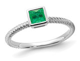 1/4 Carat (ctw) Princess-Cut Emerald Solitaire Ring in 14K White Gold