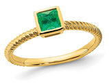 1/4 Carat (ctw) Princess-Cut Emerald Solitaire Ring in 14K Yellow Gold