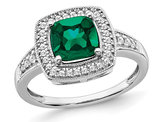 1.30 Carat (ctw) Lab-Created Emerald Ring in 14K White Gold with Diamonds