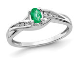 2/5 Carat (ctw) Natural Emerald Ring in 14K White Gold with Diamonds