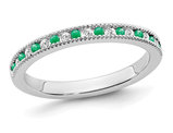 1/4 Carat (ctw) Emerald Semi-Eternity Wedding Band Ring in 14K White Gold with Diamonds