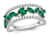 1.00 Carat (ctw) Lab-Created Emerald Band Ring in 14K White Gold with Diamonds 1/3 Carat (ctw)