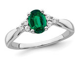 9/10 Carat (ctw) Lab-Created Emerald Ring in 14K White Gold with Diamonds