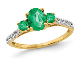 1.00 Carat (ctw) Three-Stone Emerald Ring in 14K Yellow Gold