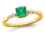 1/2 Carat (ctw) Emerald Ring in 14K Yellow Gold with Diamonds