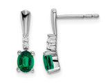 7/10 Carat (ctw) Lab-Created Emerald Earrings in 14K  White Gold