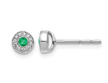 1/10 Carat (ctw) Emerald Halo Solitaire Stud Earrings in 14K White Gold