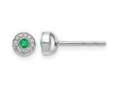 1/10 Carat (ctw) Emerald Halo Solitaire Stud Earrings in 14K White Gold