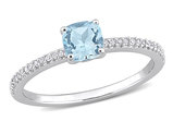 4/5 Carat (ctw) Blue Topaz & Diamond Solitaire Ring in 10K White Gold
