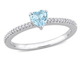 1/2 Carat (ctw) Blue Topaz & Diamond Solitaire Ring in 10K White Gold