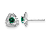 1/4 Carat (ctw) Lab-Created Emerald Button Geometric Earrings in 14K White Gold