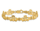 14K Yellow Gold Polished Claddagh Link Bracelet (7.00 Inches)
