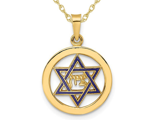 14K Yellow Gold Star of David Pendant Necklace with Chain