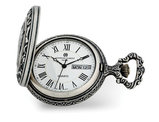 Charles Hubert Antique Chrome Finish 2 Horses Pocket Watch