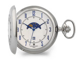 Charles Hubert Chrome Finish Open Window Moon Phase Pocket Watch