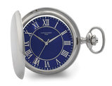 Chrome Finish Blue Dial Quartz Pocket Watch