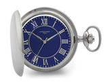 Charles Hubert Chrome Finish Blue Dial Quartz Pocket Watch