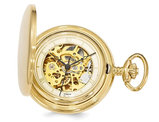 Swingtime Gold-finish Brass Mechanical Gear View Pocket Watch 42mm