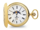 Charles Hubert Gold Plated Finish Open Window Moon Phase Pocket Watch