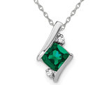 1/2 Carat (ctw) Lab-Created Emerald Pendant Necklace in Sterling Silver with Chain