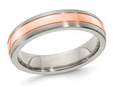 Men's 5mm Titanium Wedding Band Ring with 14K Rose Gold Inlay 