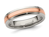 Men's 5mm Titanium Wedding Band Ring with 14K Rose Gold Inlay 