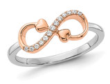 14K White and Rose Gold Infinity Heart Ring with Accent Diamonds