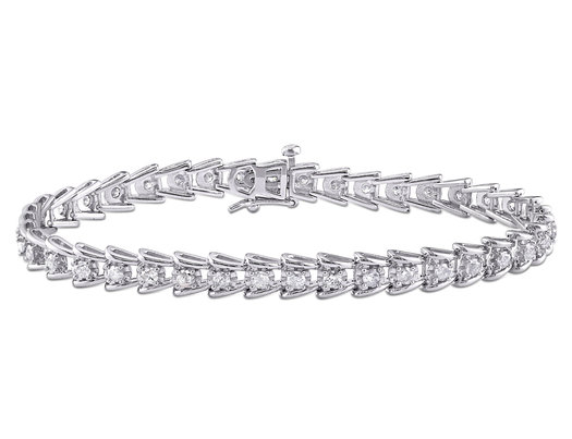 2.00 Carat (ctw) Diamond Tennis Bracelet in Sterling Silver (7 Inches)