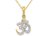 1/7 Carat (ctw) Diamond Ohm Symbol Charm Pendant Necklace in 14K Yellow Gold with Chain