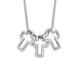 Polished Sterling Silver 3-Cross Necklace