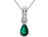 1/2 Carat (ctw) Lab-Created Drop Emerald Pendant Necklace in 10K White Gold with Chain