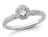 1/2 Carat (ctw I2-I3) Diamond Oval Halo Engagement Ring in 14K White Gold
