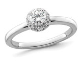 2/5 Carat (ctw I2-I3) Diamond Halo Soitaire Engagement Ring in 14K White Gold