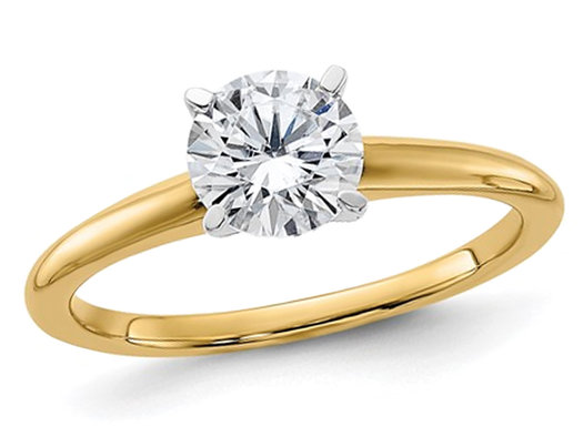 3.50 Carat (ctw Color G-H) Synthetic Moissanite Solitaire Engagement Ring in 14K Yellow Gold